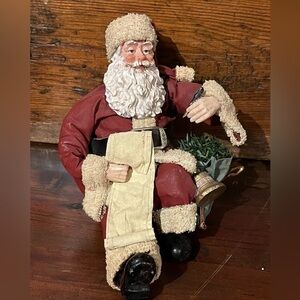 VTG Paper Mache Sitting SANTA CLAUS Christmas Decoration Primitive Folk Art